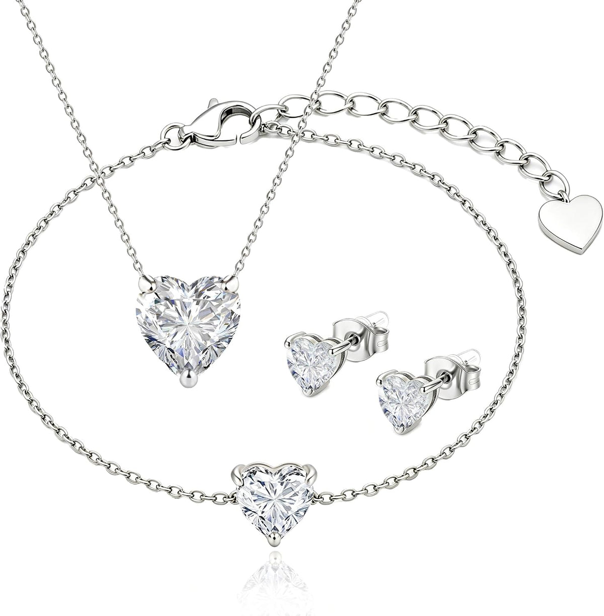 14K Gold Plated Heart CZ Jewelry Set for Women