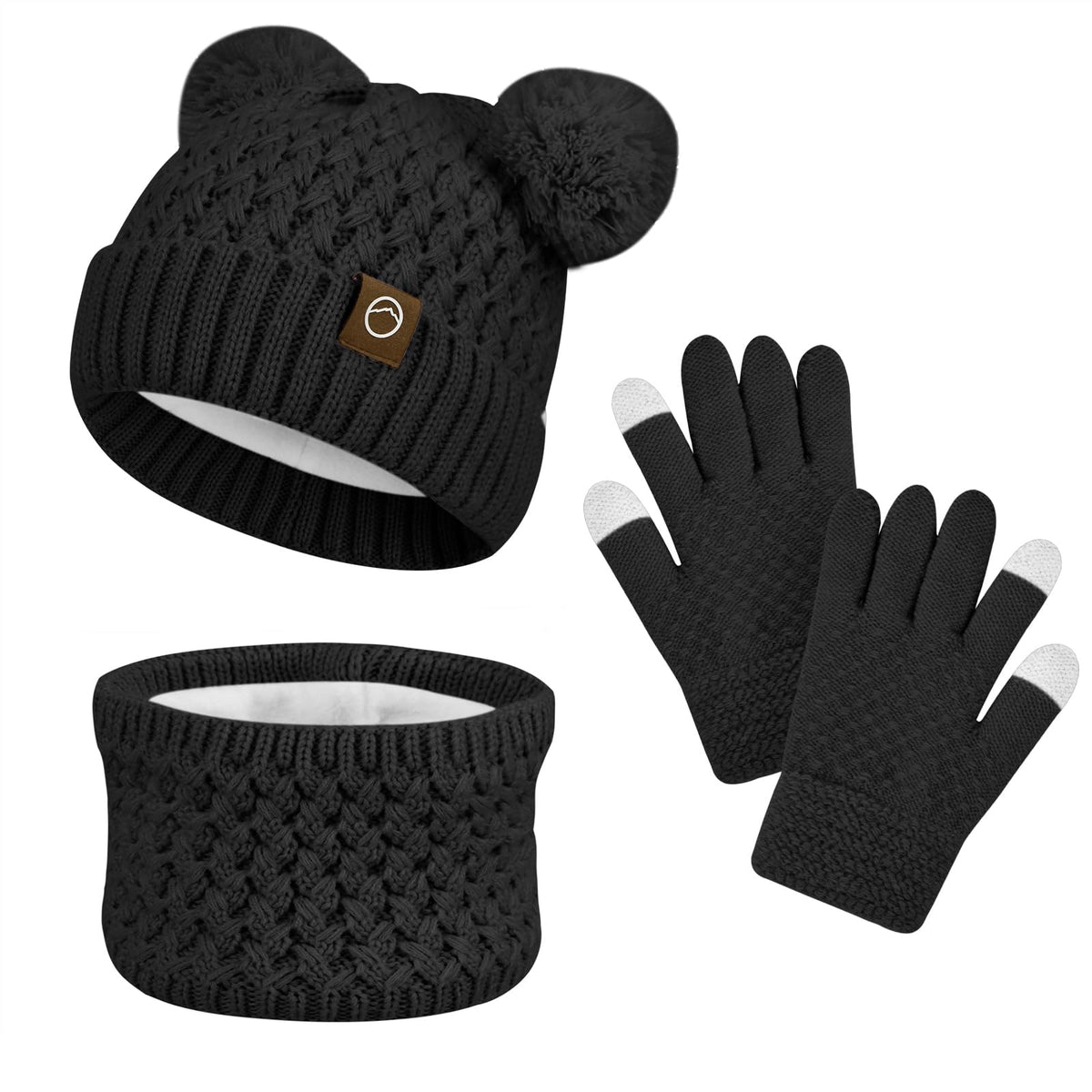 Kids Winter Hat Gloves Scarf Set,Toddler Girls Beanie Hats with Pom