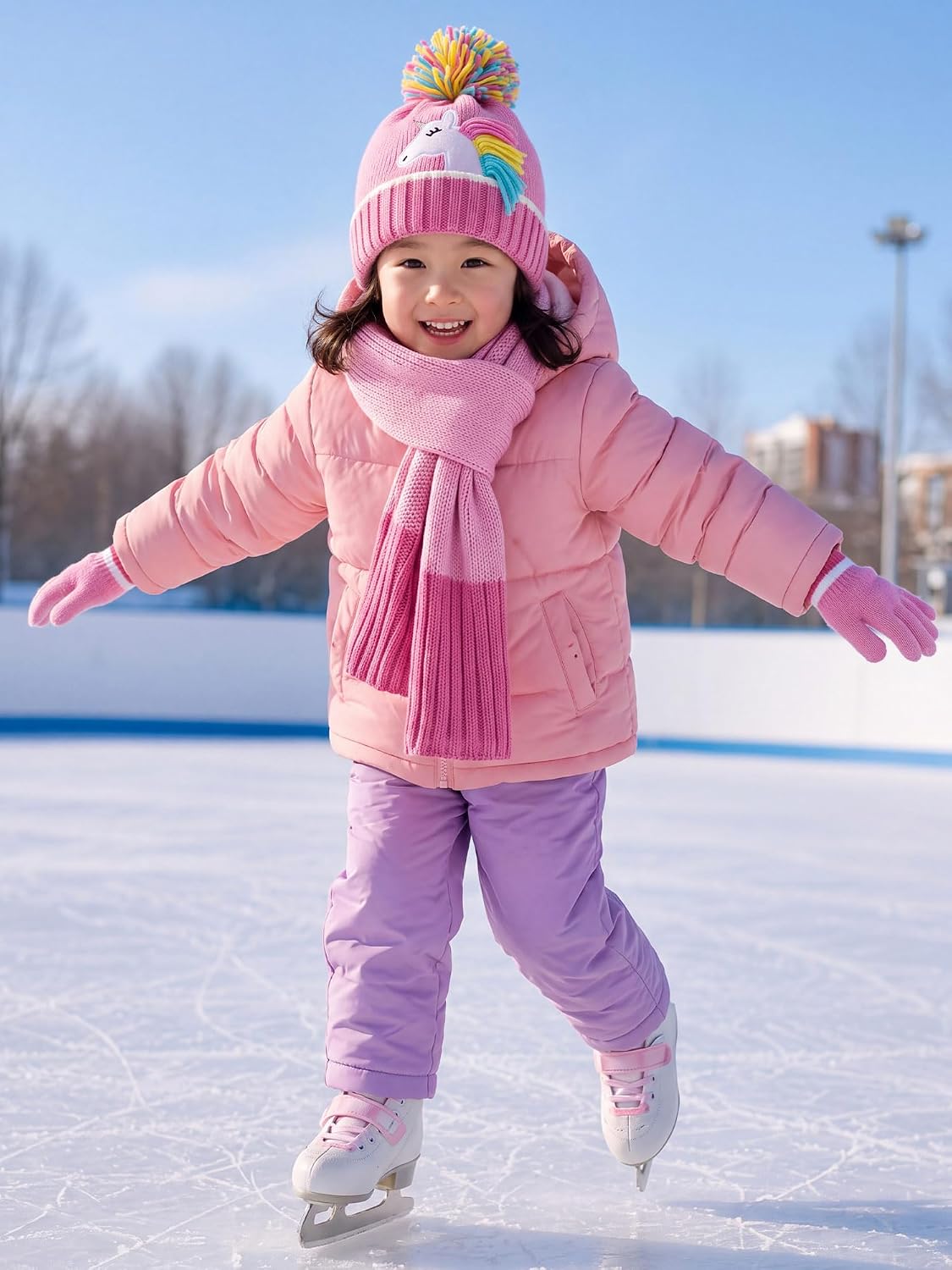 Bencailor 3 Pcs Kids Winter Hat Gloves Scarf Set