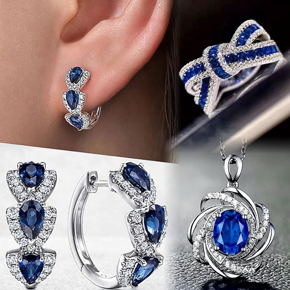 Creative Elegant Necklace Earrings Rings Women Graceful Fashion Jewelry Set