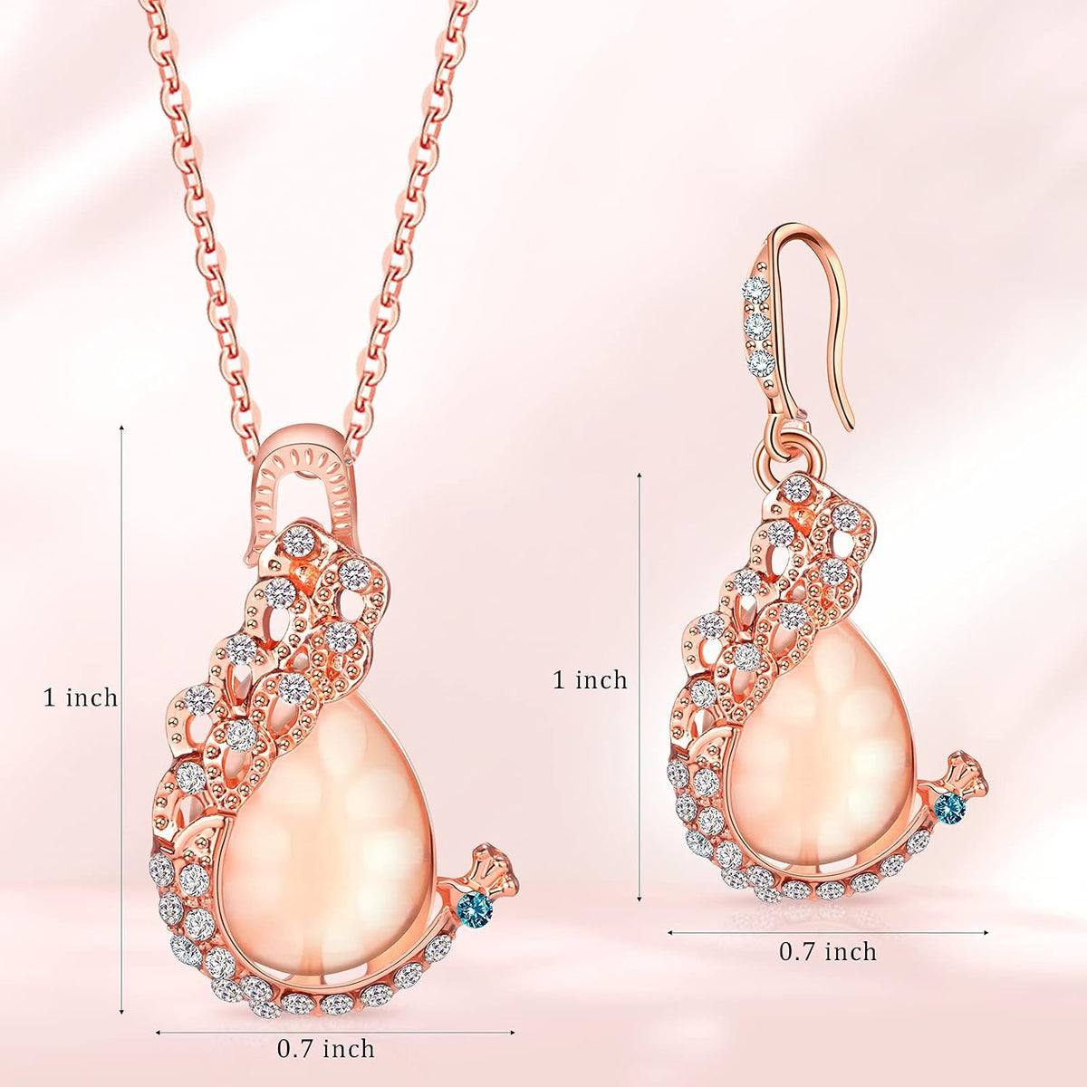 MTLEE 4 Set Peacock Jewelry for Women, Earrings and Necklace Set, Gifts