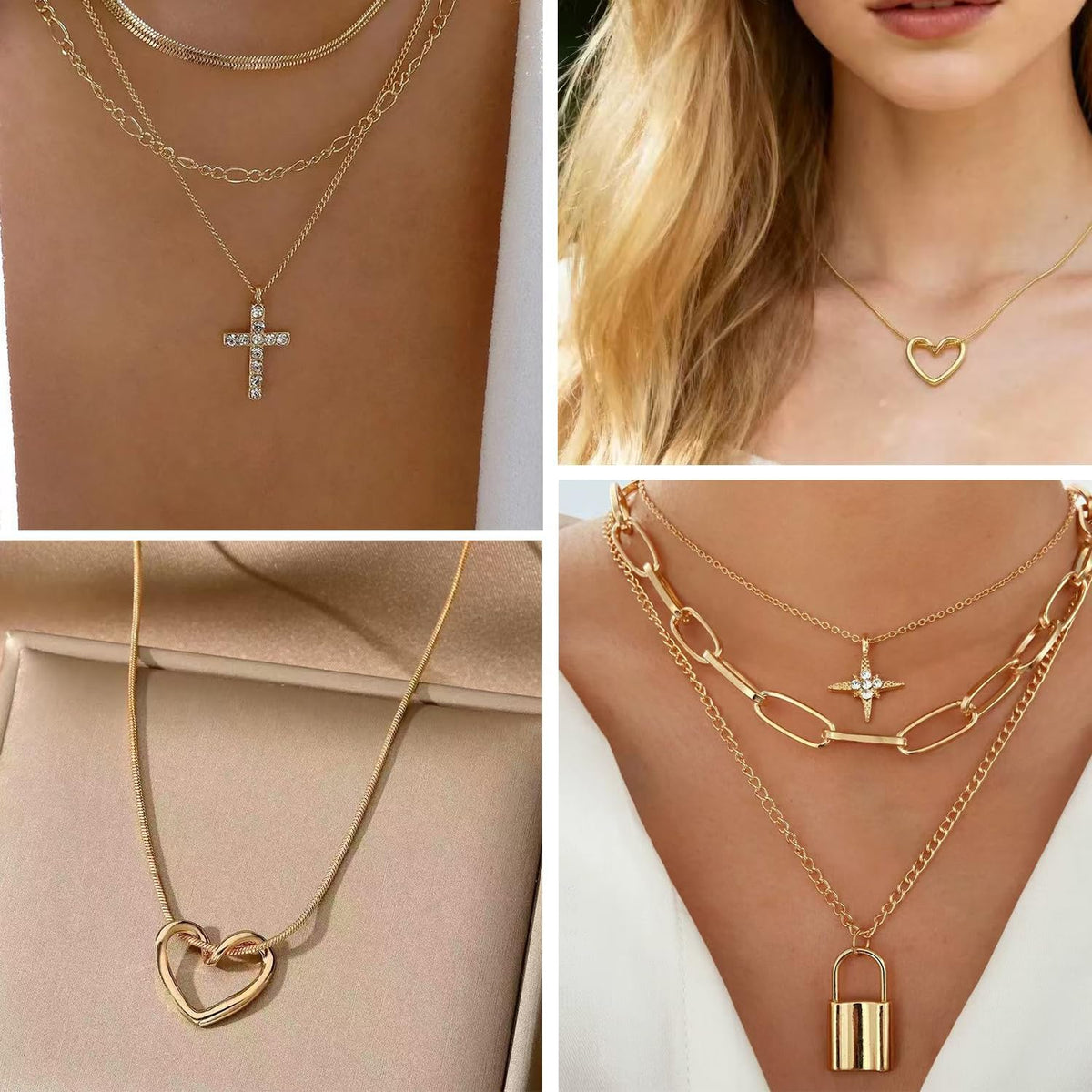 92 Pcs Gold Jewelry Set for Women-Includes 9 Layered Necklaces,16 Bracelets,43 Hoop|Stud|Cuff Earrings & 22 Knuckle Rings |Fashion Jewelry Gift Set
