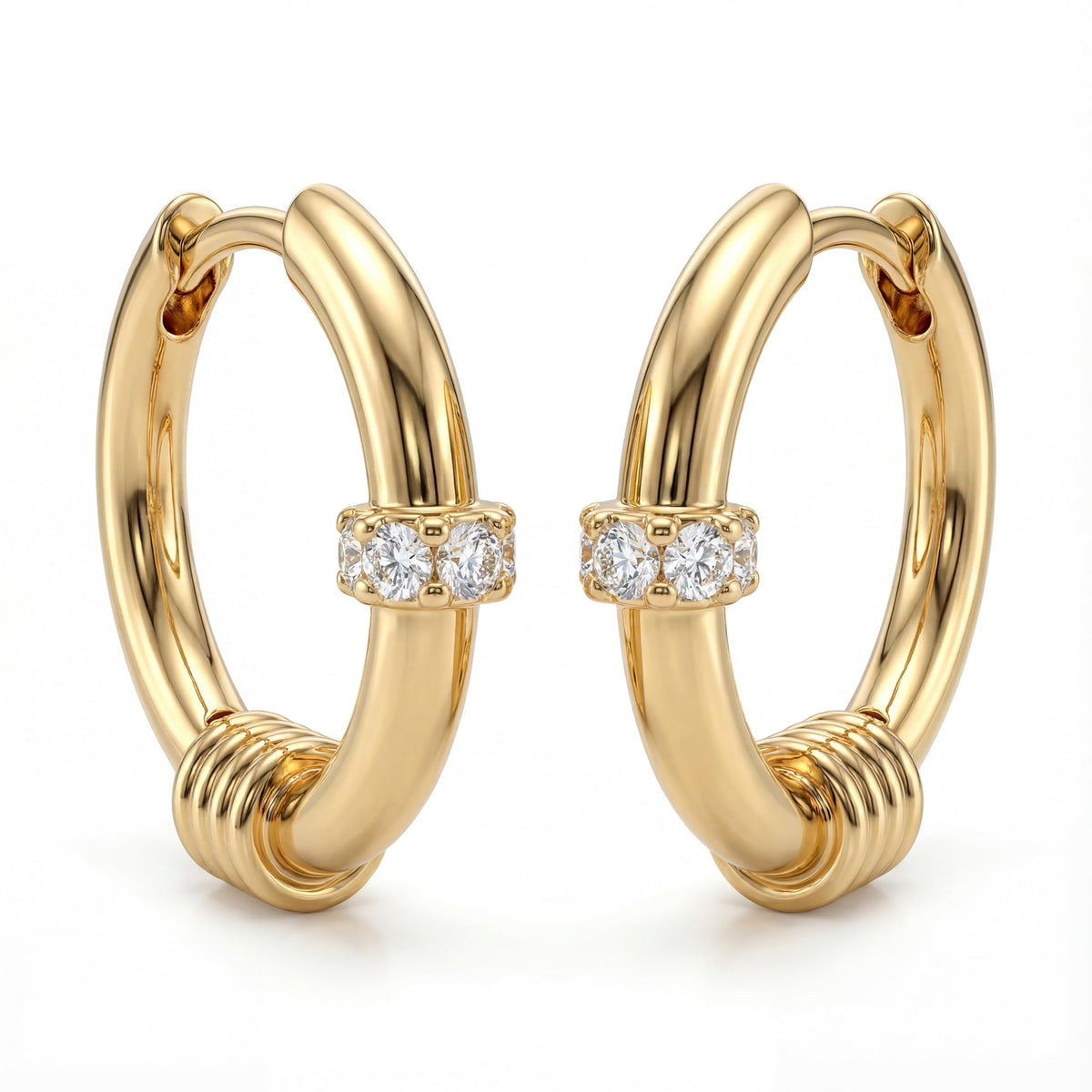 VACRONA Cubic Zirconia Huggie Earrings 14k Gold Plated Tiny Earrings Small Huggie Hoop Earrings Simple Lightweight Hoops Gift for Women