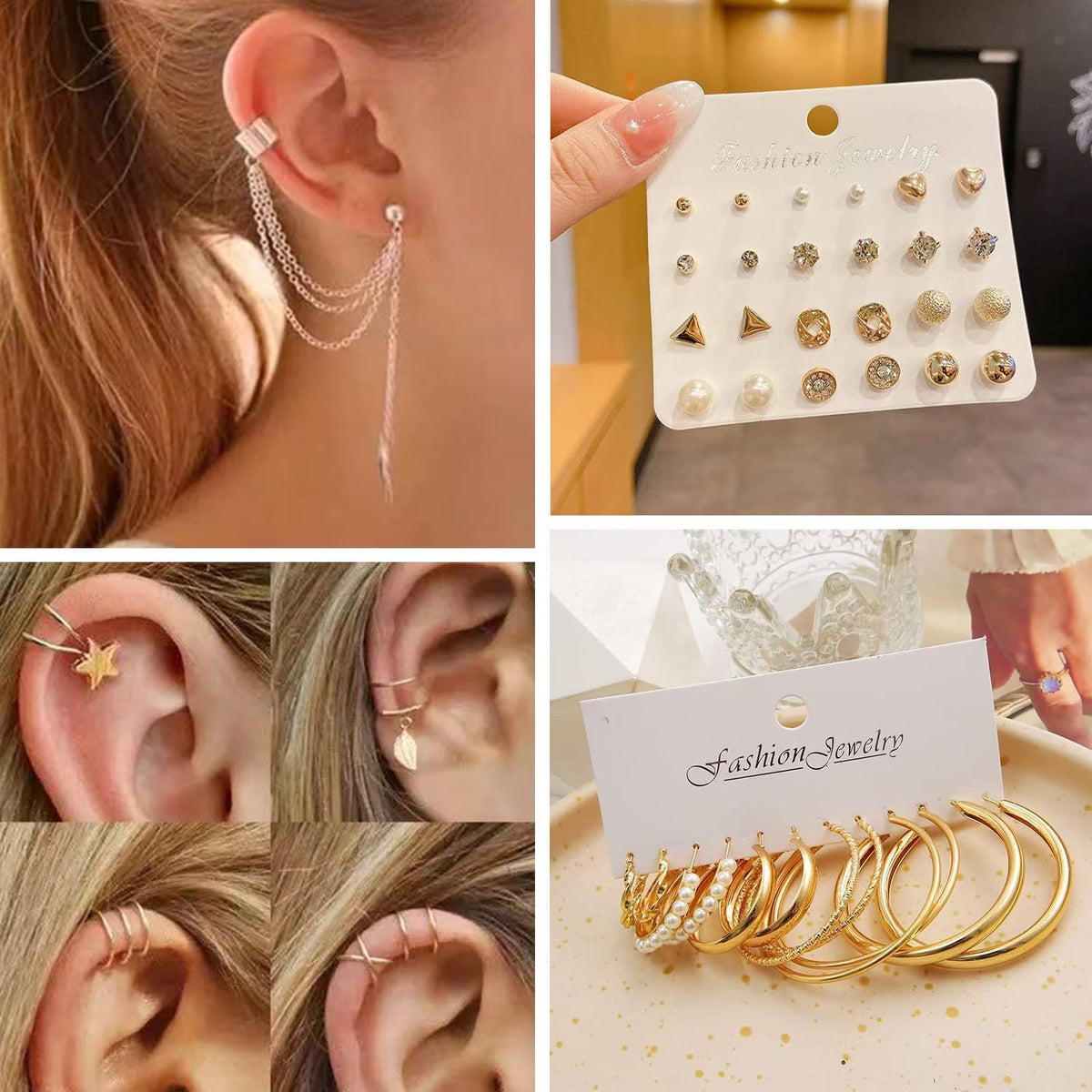 92 Pcs Gold Jewelry Set for Women-Includes 9 Layered Necklaces,16 Bracelets,43 Hoop|Stud|Cuff Earrings & 22 Knuckle Rings |Fashion Jewelry Gift Set