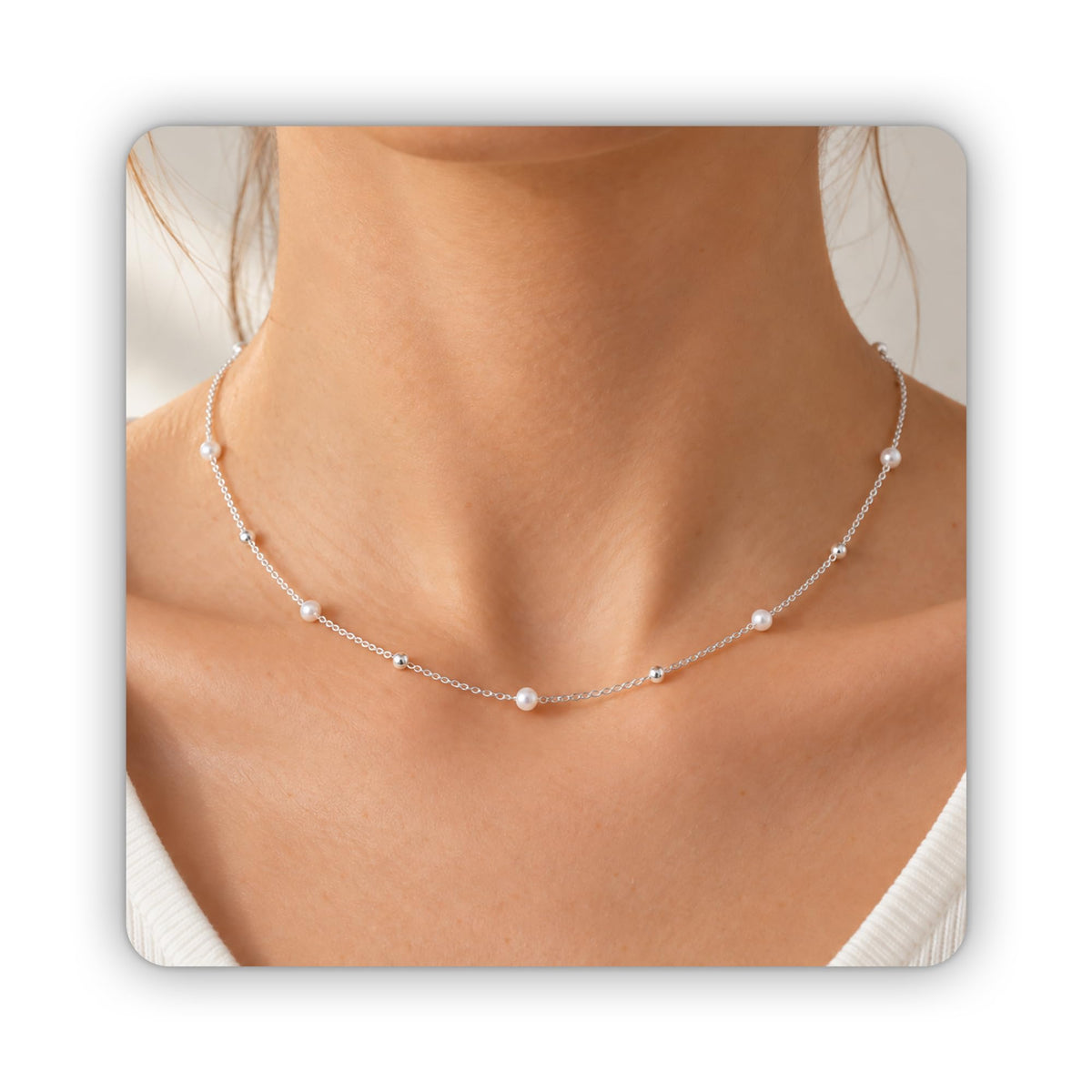 SmileBelle Pearl Necklaces for Women, 18K Gold Choker