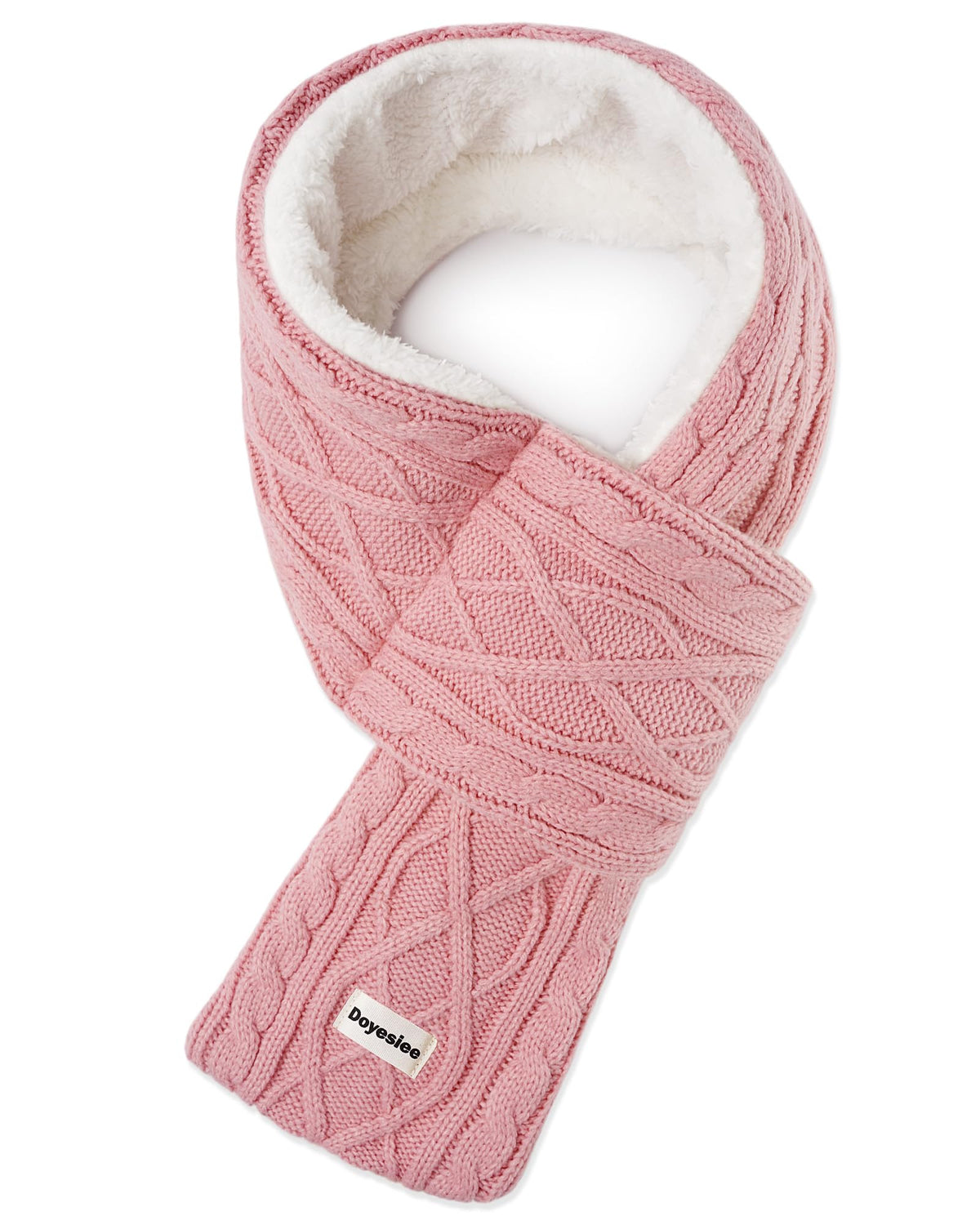 Kids Scarf for Girls Boys, Winter Long Fleece Plush Scarves Knitted Cross Tie Neck Warmer for Cold Weather