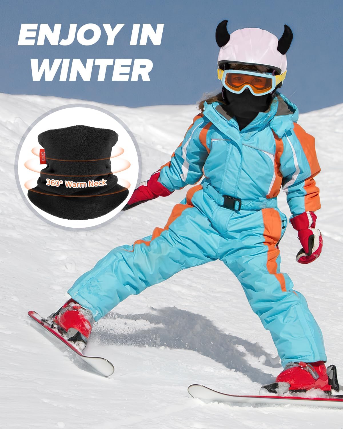 Aegend Neck Warmer for Kids 2 Pack, Double-Layer Fleece Ski Neck Gaiter for Boys Girls Youth Winter Cold Weather Scarf