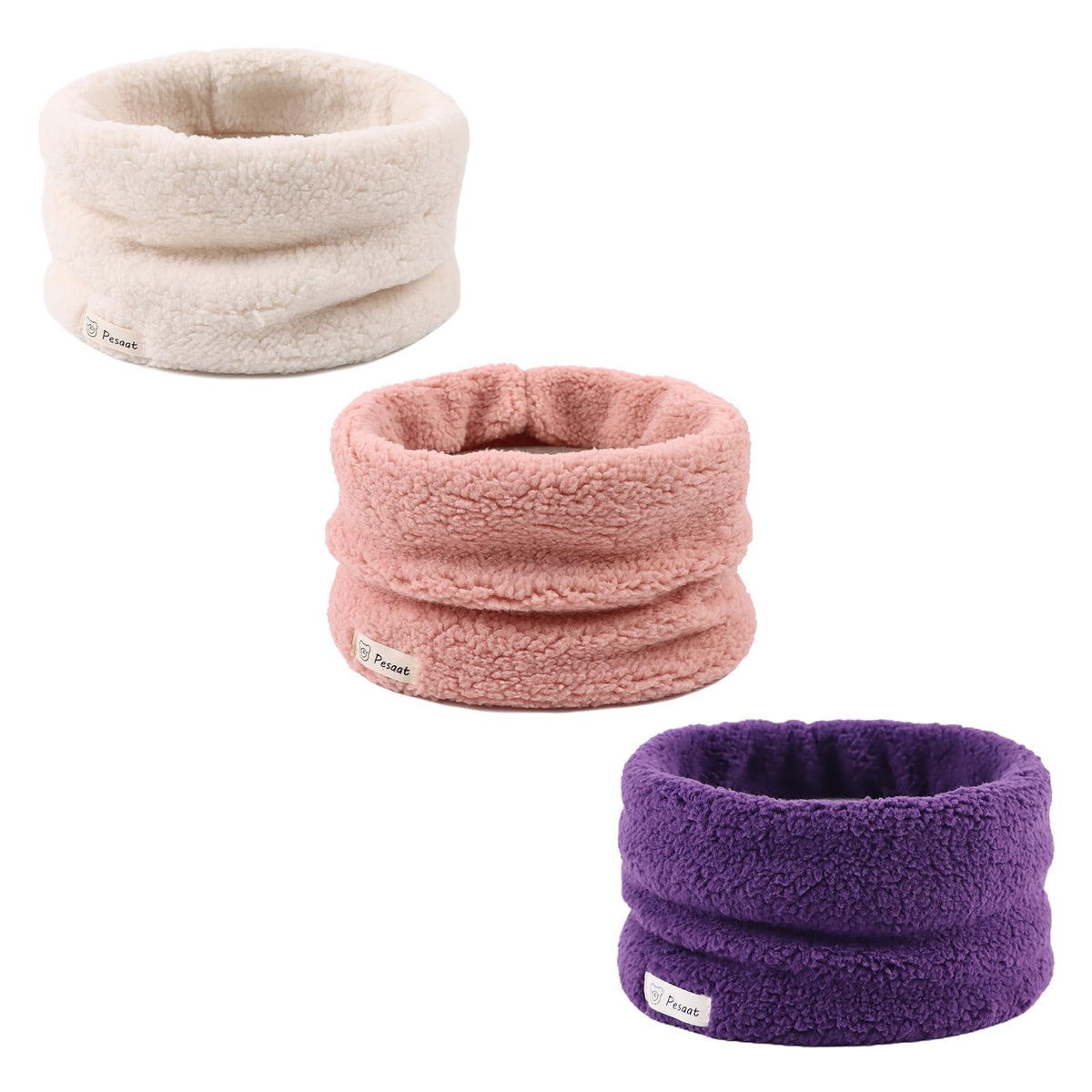 Zsedrut Fleece Warm Kids Scarf Thick Velvet Boys Girls Round Scarves Winter