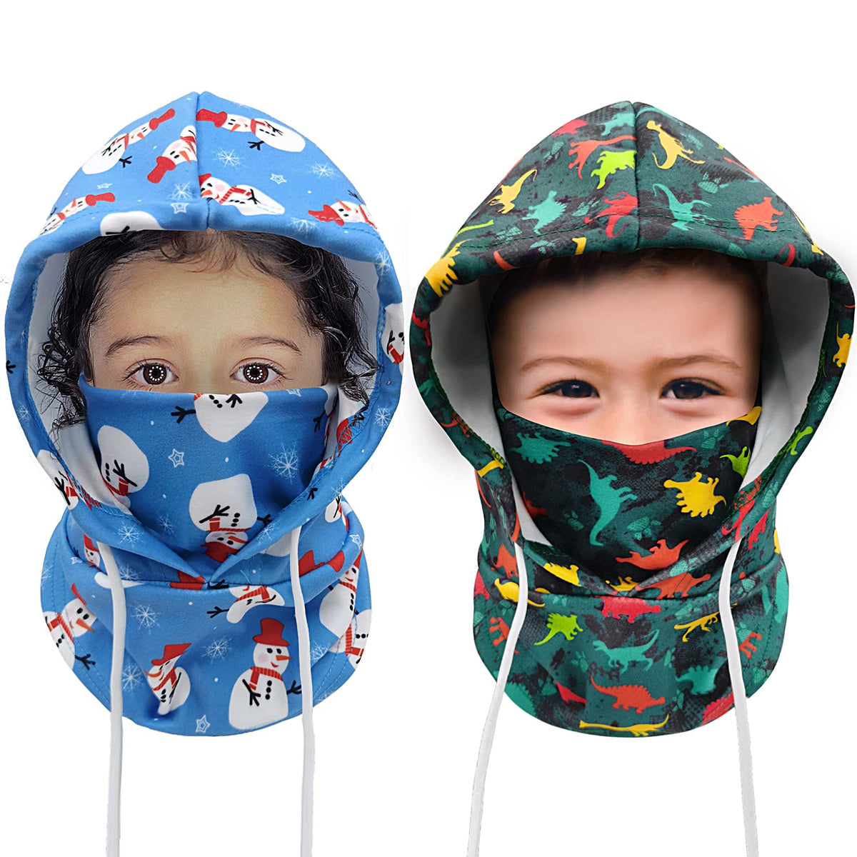 Kids Winter Balaclava Windproof Hats (2 Pack), Warm Fleece Ski Mask Neck Warmer for Boys & Girls, Adjustable Full Face Cover
