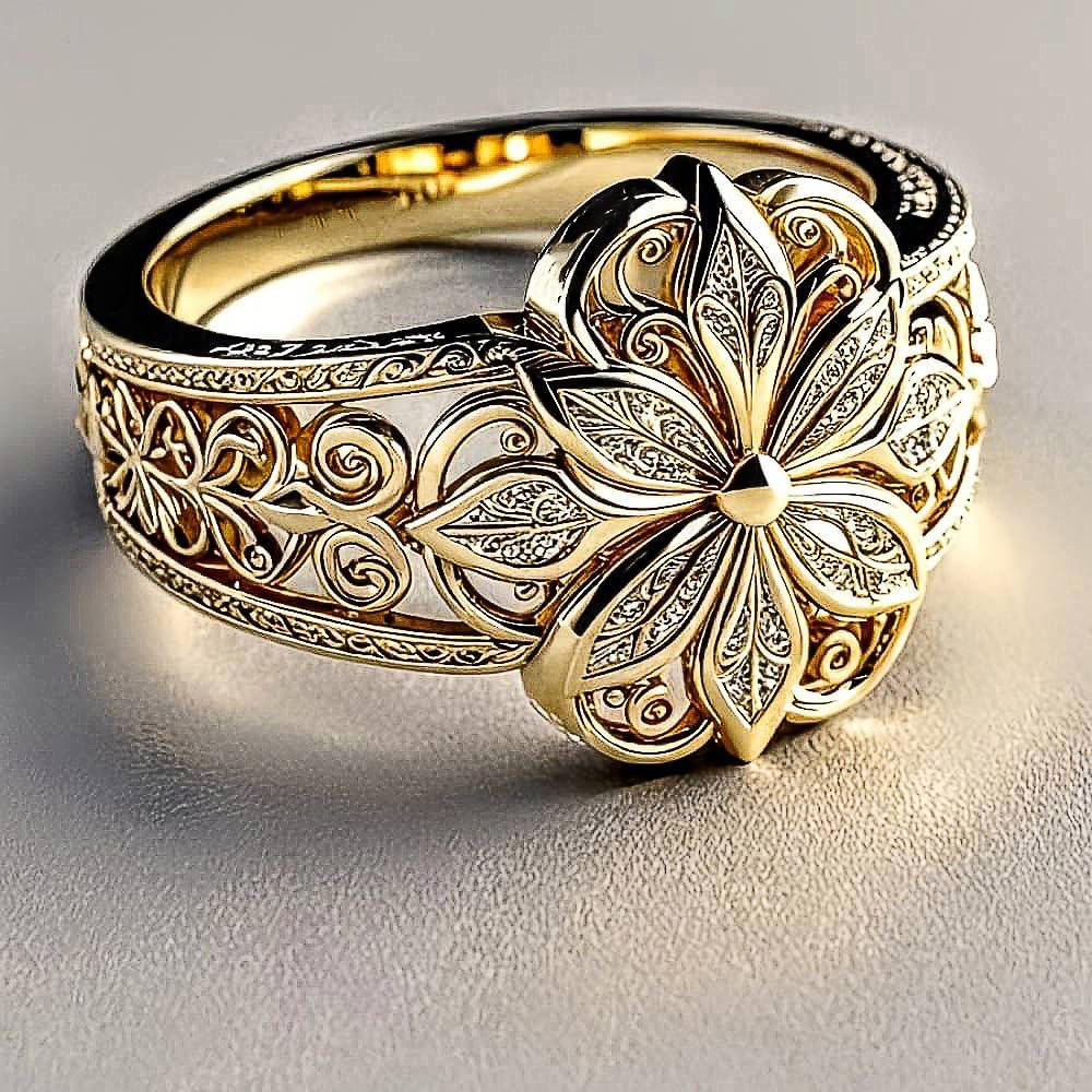 Hollow-Out Pattern Design Ring for Women Engagement Jewelry
