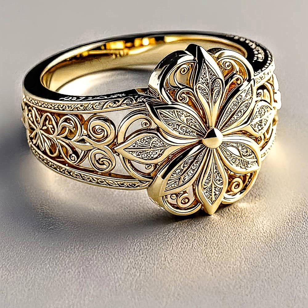 Hollow-Out Pattern Design Ring for Women Engagement Jewelry