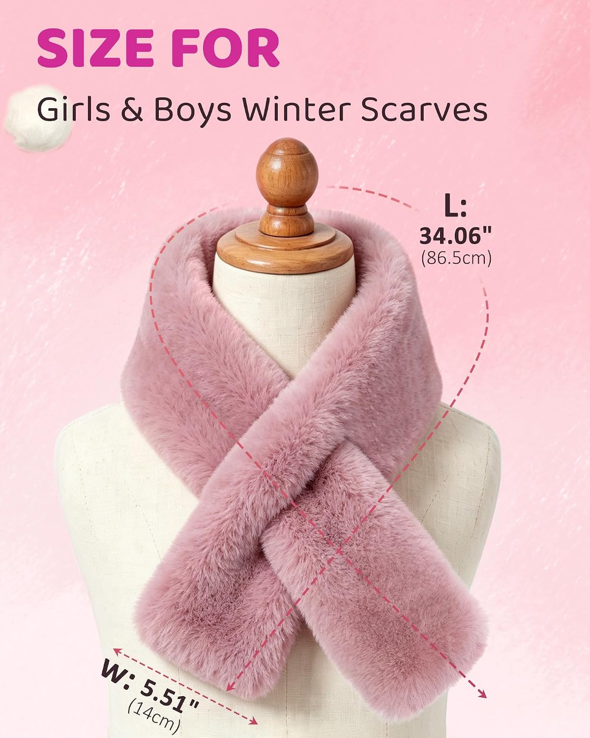 Plush Kids Fur Collar Scarf, Girls Boys Winter Rainbow Cute Scarves
