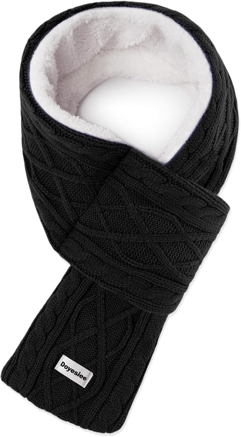 Kids Scarf for Girls Boys, Winter Long Fleece Plush Scarves Knitted Cross Tie Neck Warmer for Cold Weather