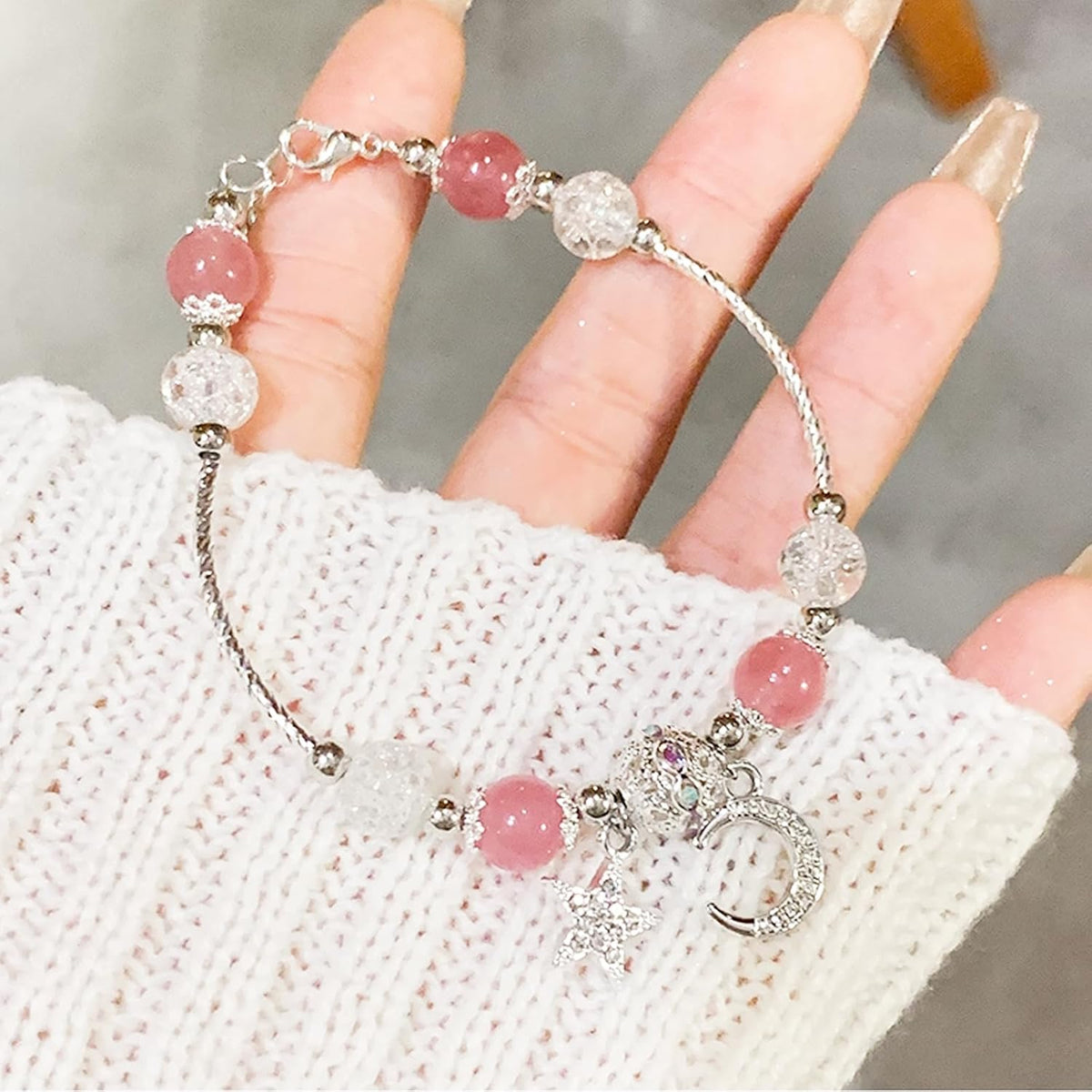 Lucky Bracelet for Women & Men, Cute Retro Synthetic Agate Beaded Jewelry, A Thoughtful Gift for Loved Ones
