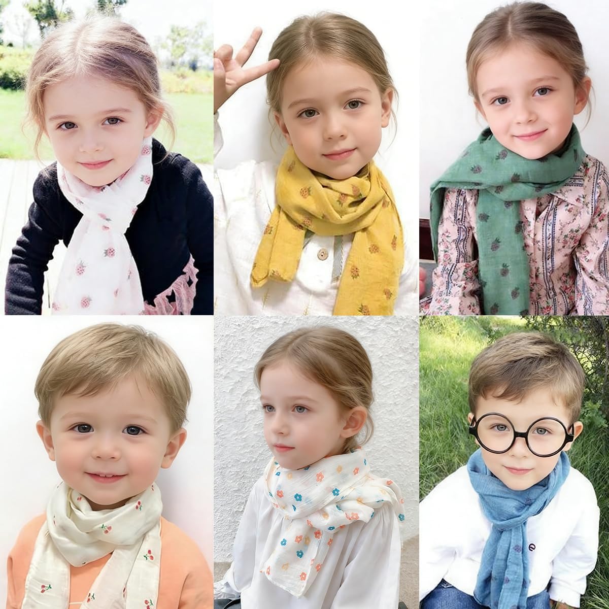 Summer Soft Cute Print Scarf for Kids Boy Girl Casual Travel Scarf 60"×10"