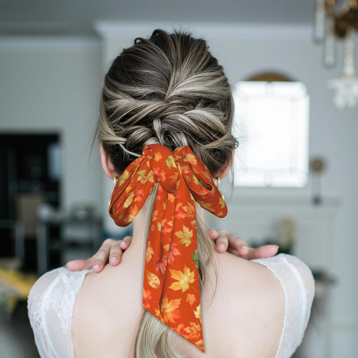 Long Skinny Scarf Silky Satin Hair Scarf Head Neck Scarf Thin Headscarf for Ponytail Headband Purse Bag