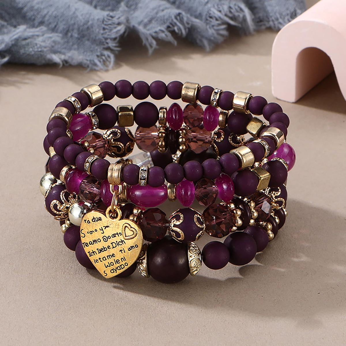 Beaded Bracelets for Women,Bohemian Stackable Style Multilayered Stretch Bracelets Friendship Jewelry Summer