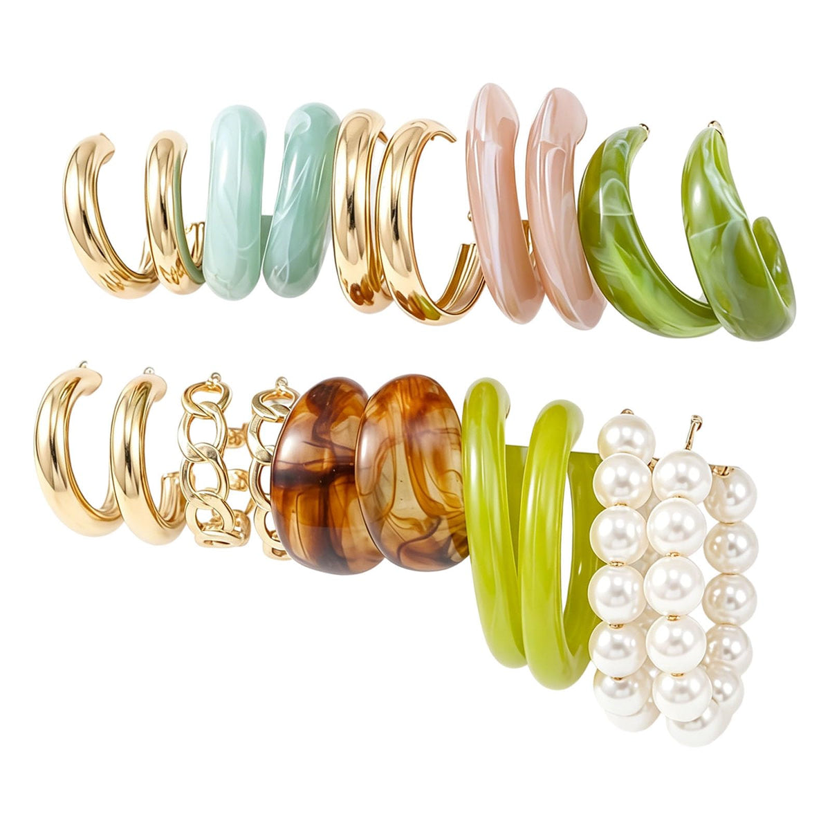 Hoop Earrings Set for Women Earring Studs Chunky Jewelry Set