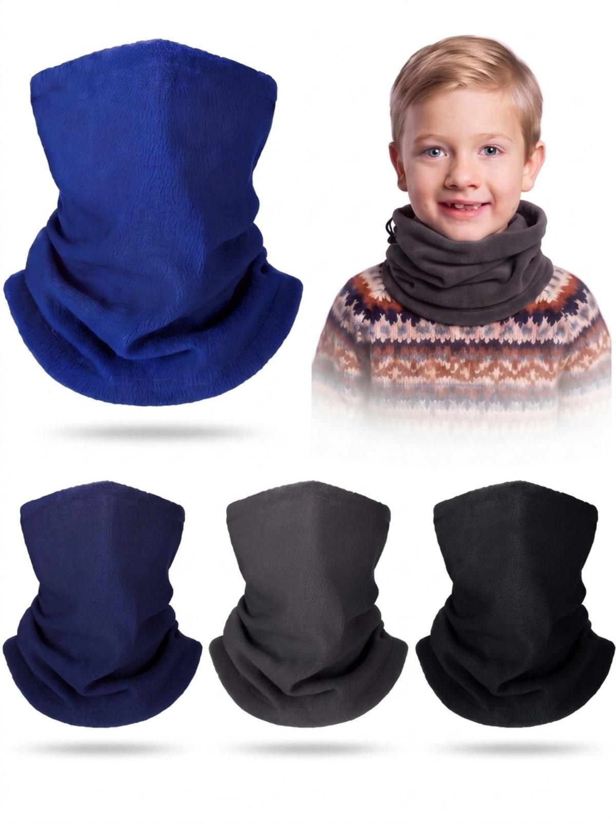 Geyoga 4 Pcs Kids Neck Warmer, Toddler Neck Gaiter Scarf