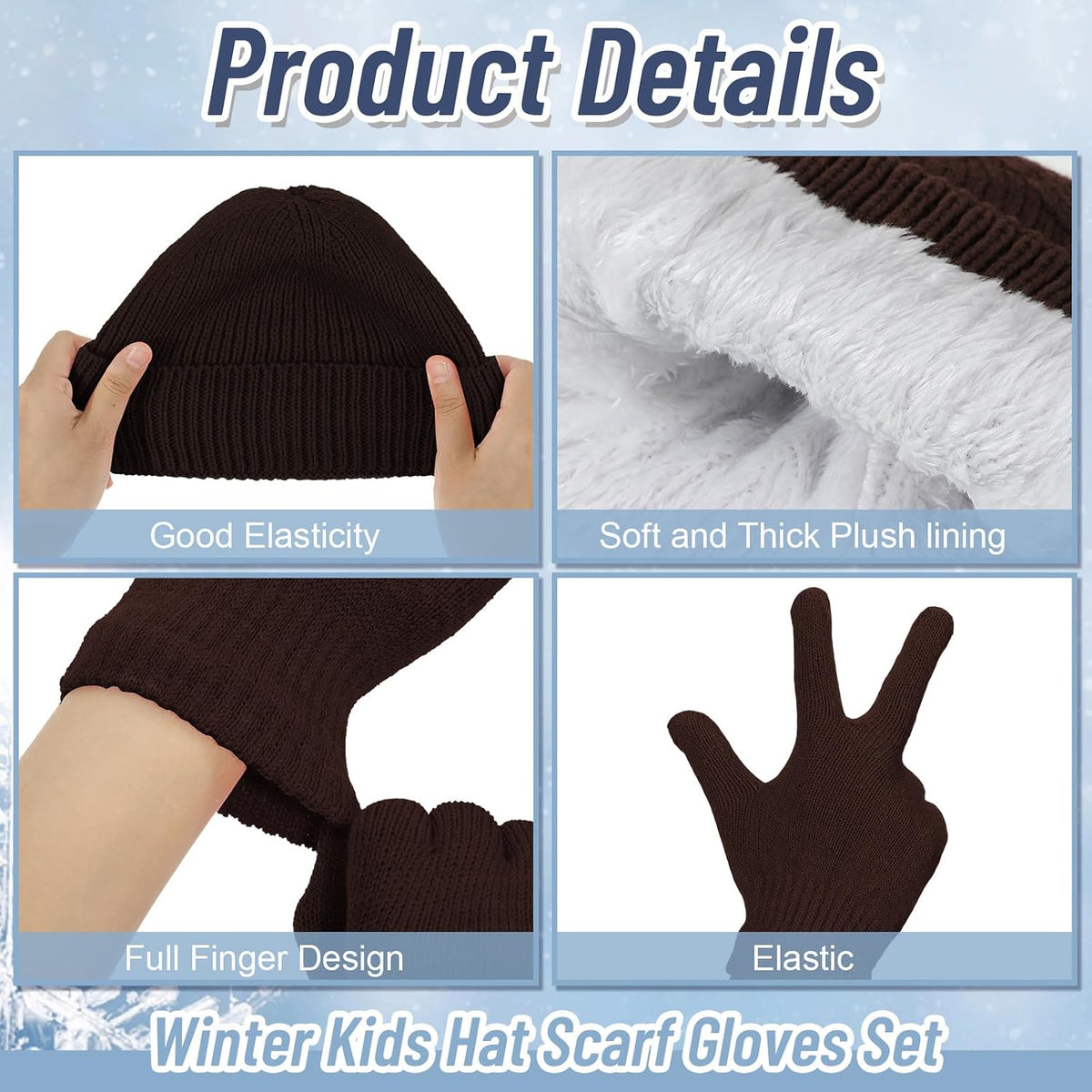 Geyoga 12 Pcs Kids Knitted Winter Hat Gloves Scarf Set for 5-8