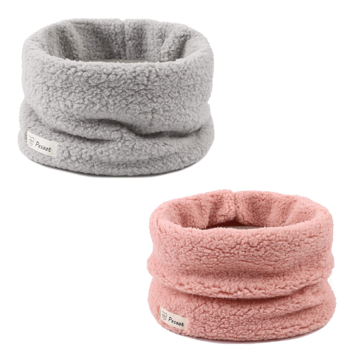 Zsedrut Fleece Warm Kids Scarf Thick Velvet Boys Girls Round Scarves Winter