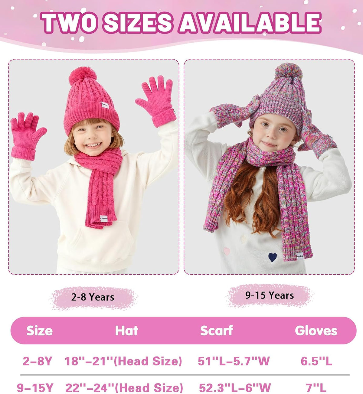 Kids Winter Hat Gloves Scarf Set, Girls Boys Winter Beanie Hat Mittens Scarf Knit Set with Thick Fleece Lined for Children