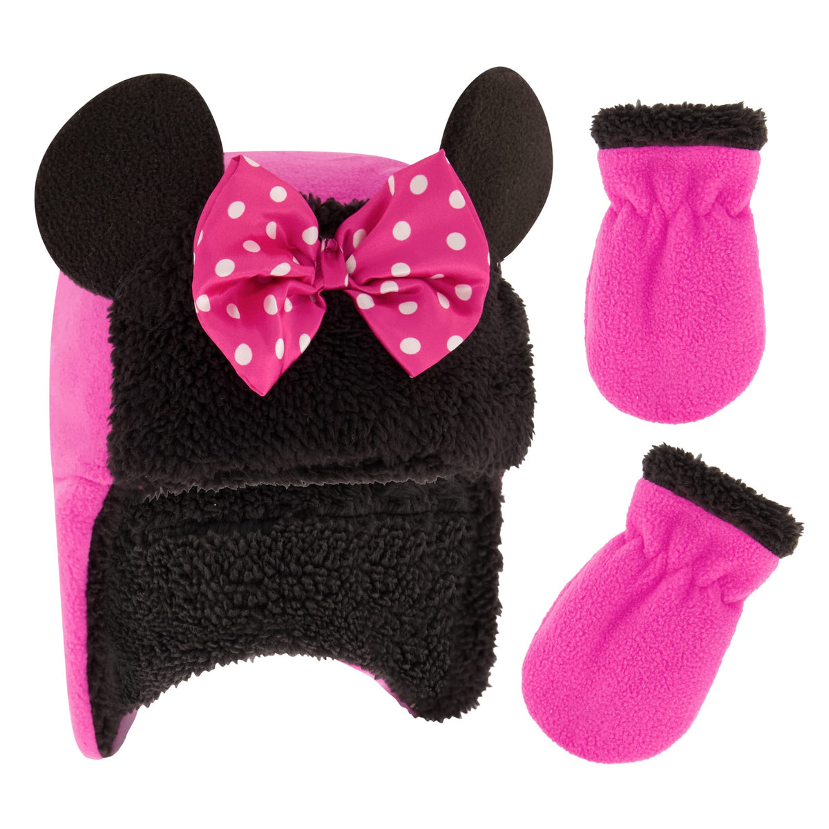 Disney Girls Toddler Winter Hat and Mittens Set Ages 2-4 Or Minnie Mouse Hat and Kids Gloves Set for Ages 4-7