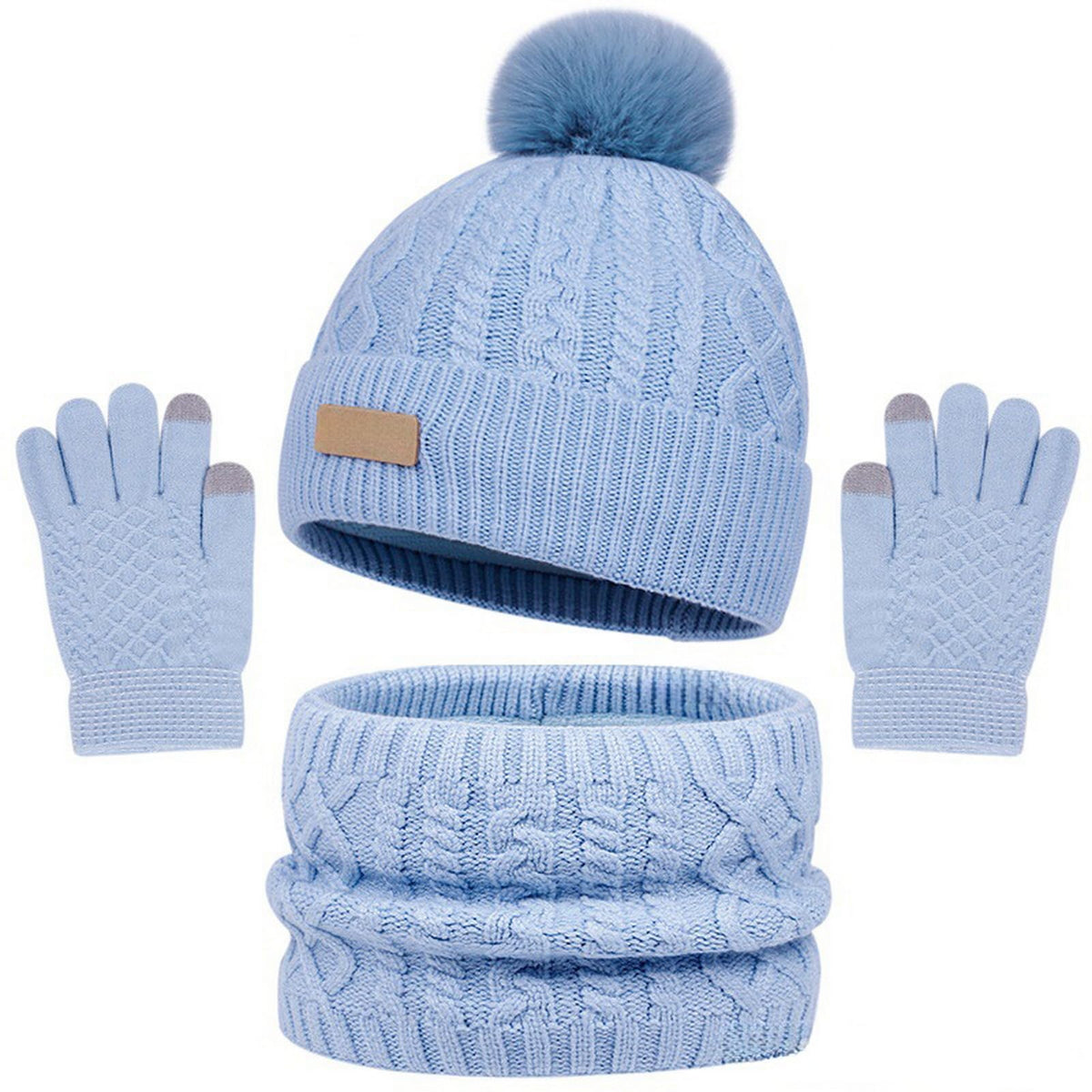 GIBZ Jacquard Winter Hat Scarf Gloves Set for Kids Ages 3-8
