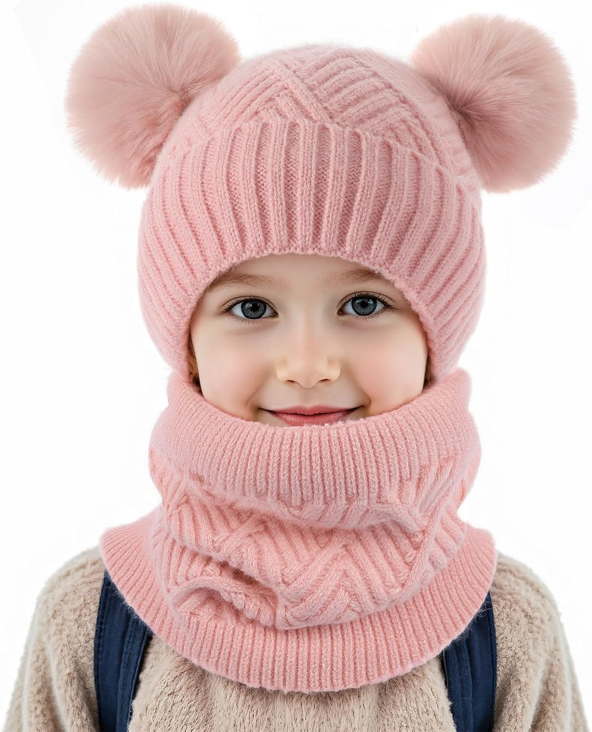 3 Pcs Kids Winter Hat Gloves Scarf Set, Toddler Thermal Fleece Lined Set