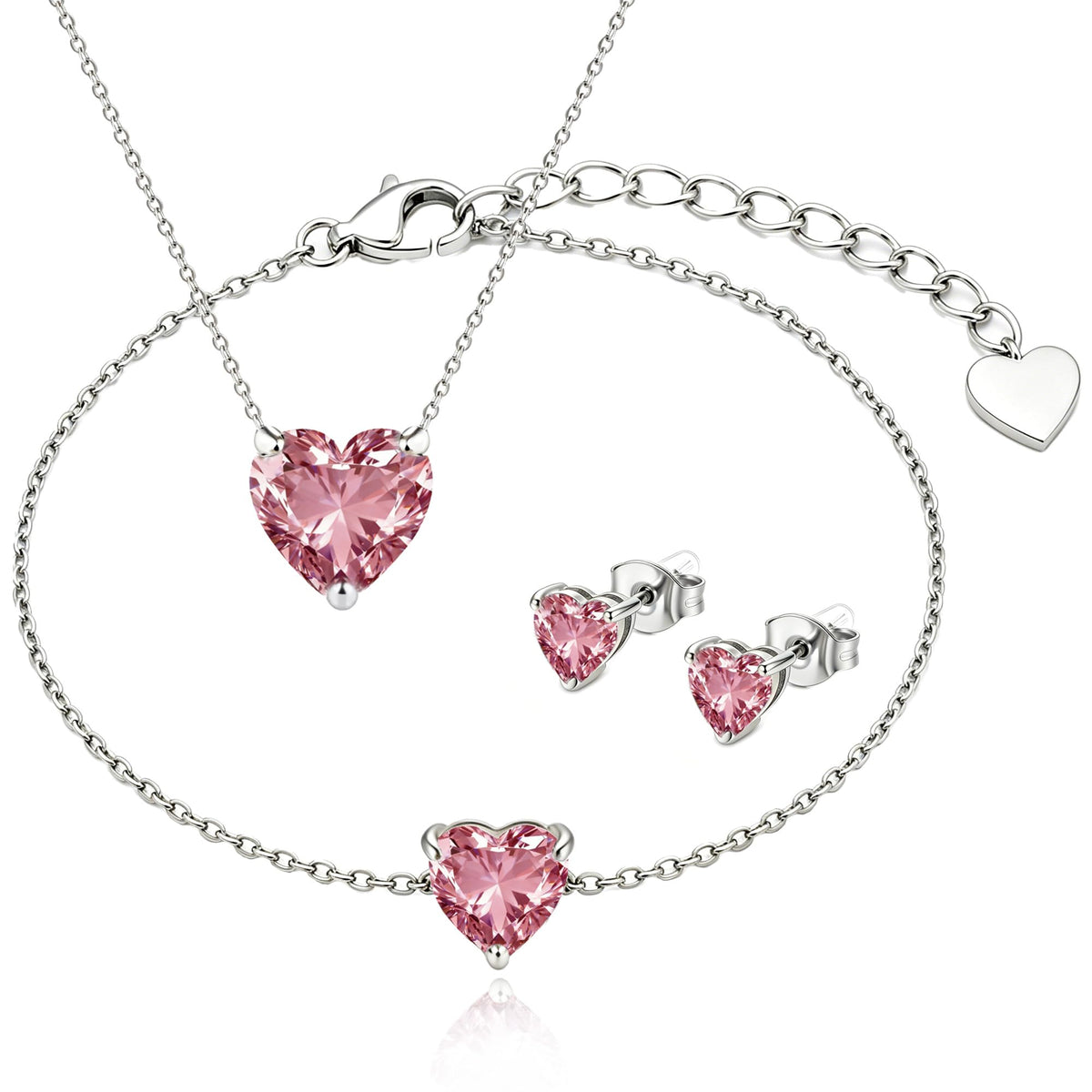 14K Gold Plated Heart CZ Jewelry Set for Women