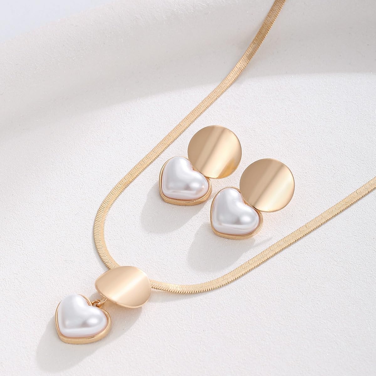 14K Gold Plated Geometric Square Circle Jewelry Set Snake Chain Pendant Necklace Hollow Square Stud Earrings Minimalist Modern Daily Casual Women Accessories