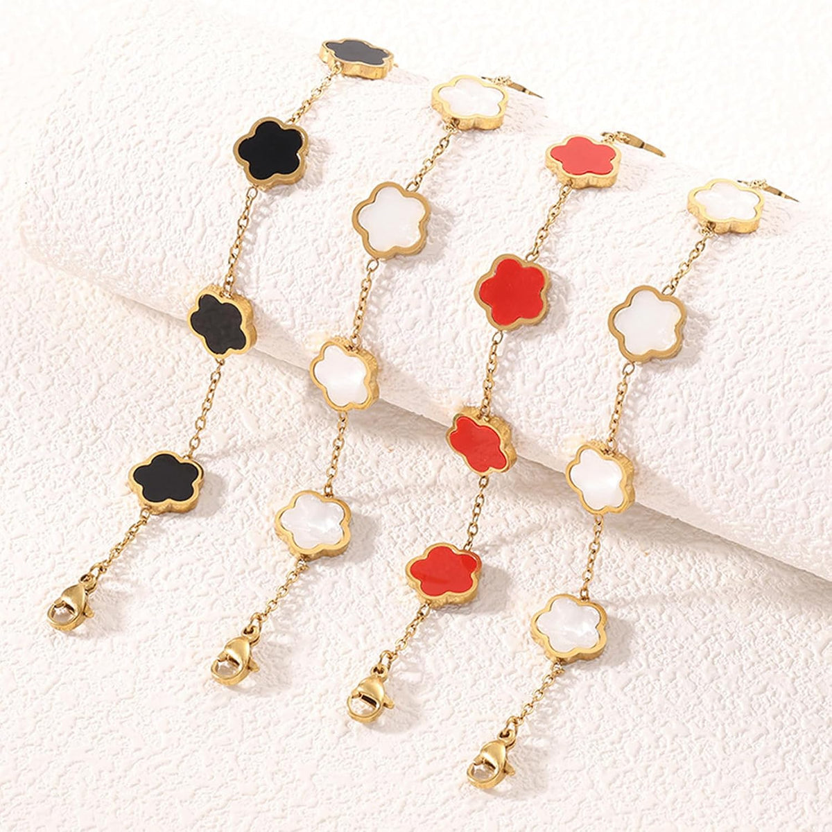 2 PCS Lucky Floral Bracelet Set for Women, Elegant Flower Chain Link Design, Charming and Timeless Jewelry, Great for Everyday Use and Special Events