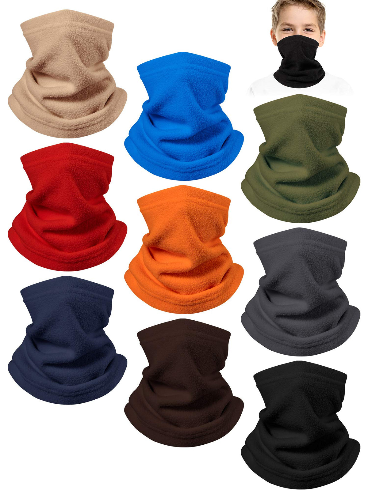Syhood 9 Pcs Kids Neck Warmer Fleece Neck Gaiter Winter