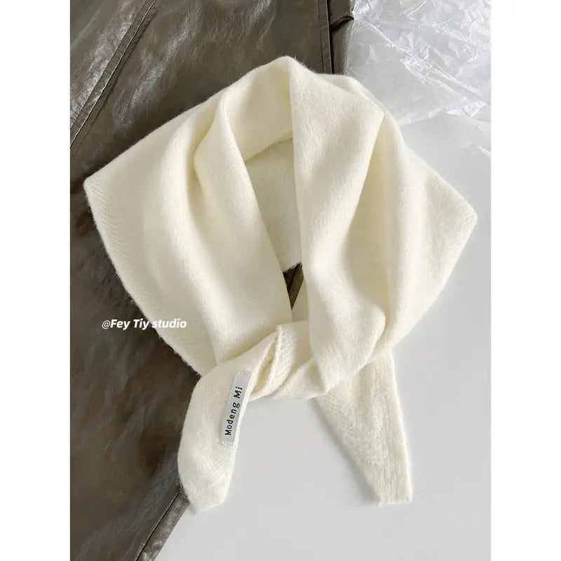 Winter Korea Knitted Triangle Scarf Wool Warm Shawl Scarf Women Neck Protection Smallscarf Cashmere Scarf