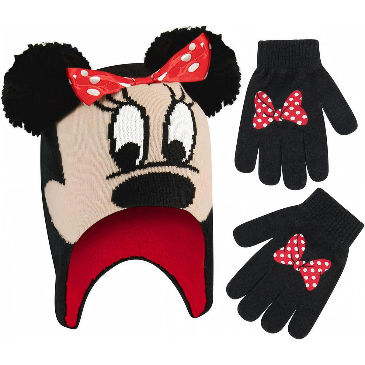 Disney Girls Toddler Winter Hat and Mittens Set Ages 2-4 Or Minnie Mouse Hat and Kids Gloves Set for Ages 4-7