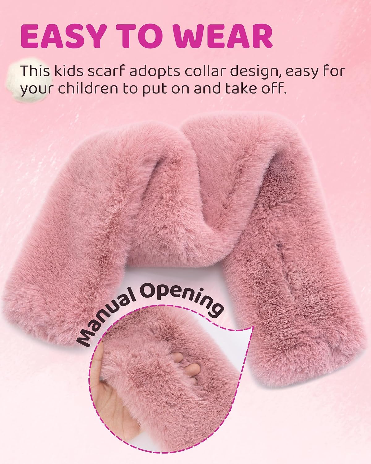 Plush Kids Fur Collar Scarf, Girls Boys Winter Rainbow Cute Scarves