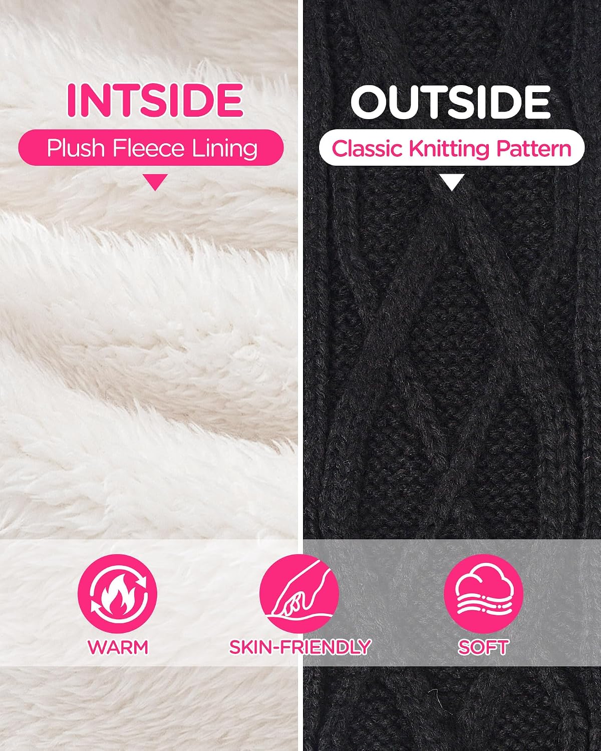 Kids Scarf for Girls Boys, Winter Long Fleece Plush Scarves Knitted Cross Tie Neck Warmer for Cold Weather