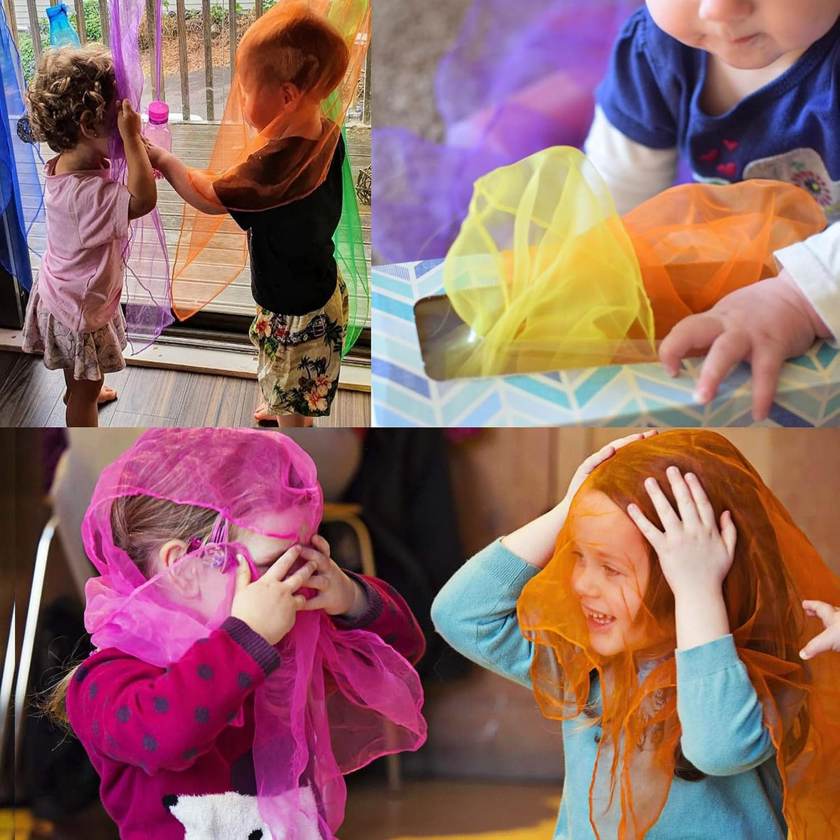 AIVIAI Dance Scarves, 12 Colors 24 PCS Juggling Scarves for Kids Play Dancing Music Scarfs Colorful Silk Actives Scarves for Toddlers Children Movement