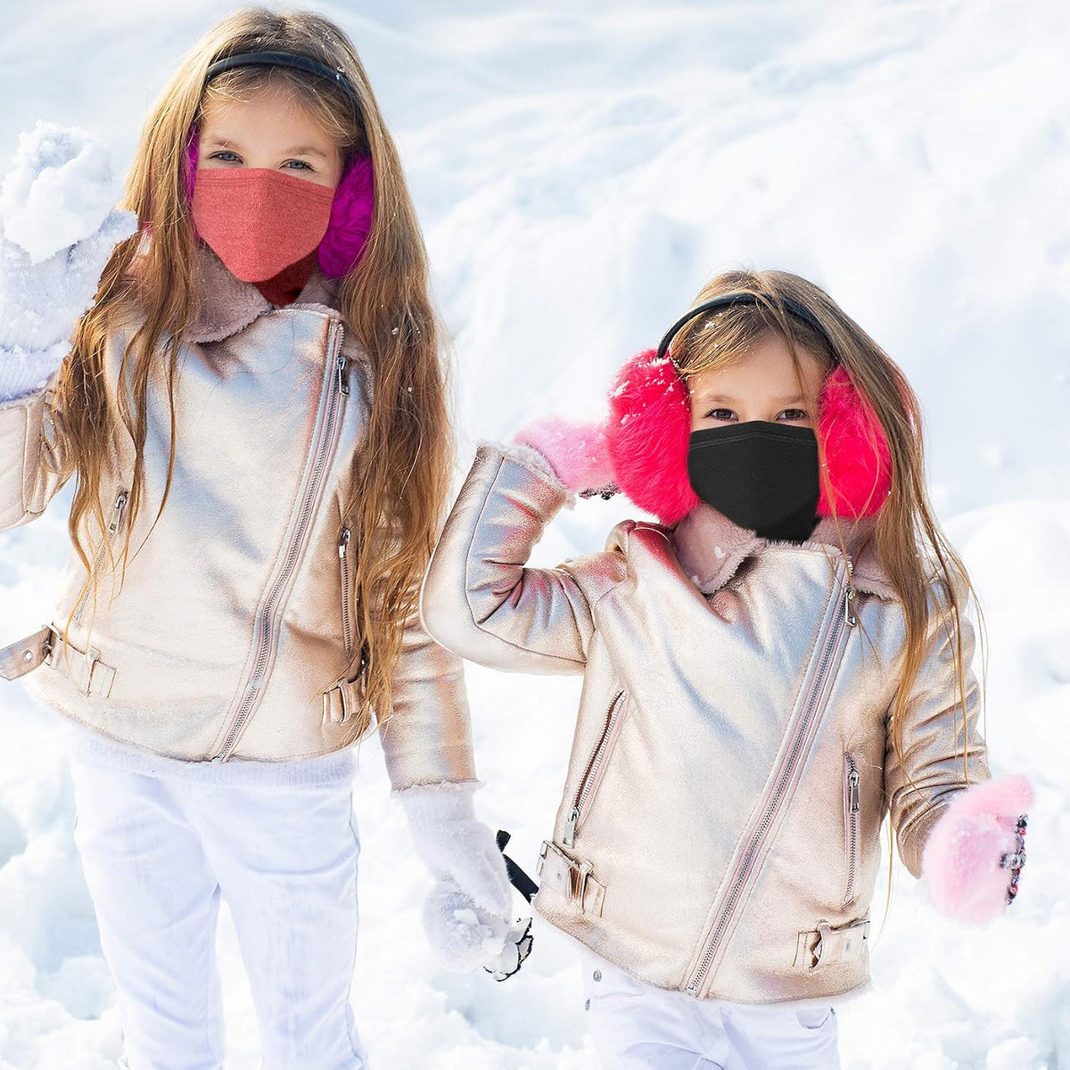 Syhood 4 Pieces Kids Neck Warmer Gaiter Winter Protective Face Covering Scarf for Skiing Hiking Cycling Outdoor Sports