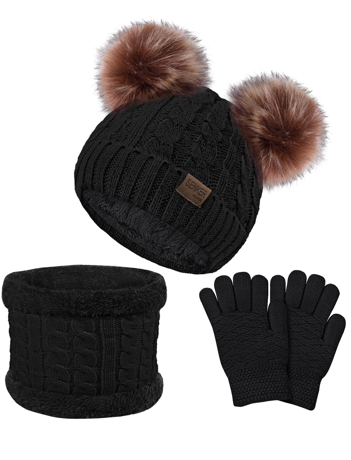 Kids Winter Beanie Hat Scarf Gloves Set for Girls Boys