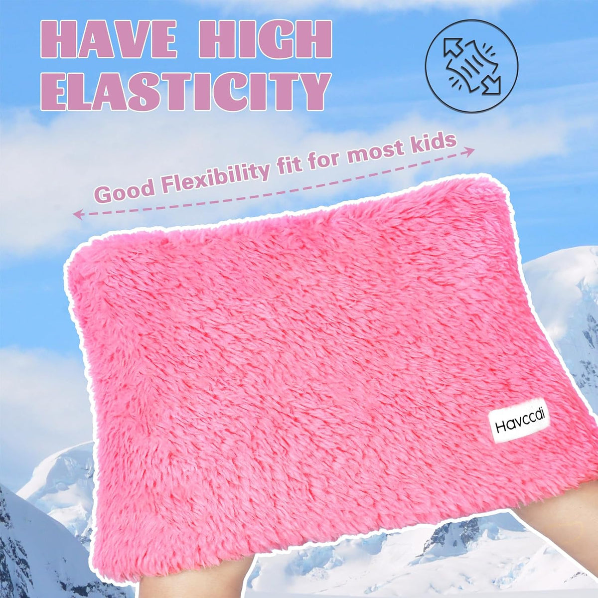 Kids Fleece Neck Warmer Gaiter, Winter Velvet Scarf Face Cover for Boys Girls Double-Layer Ski Mask for Cold Weather