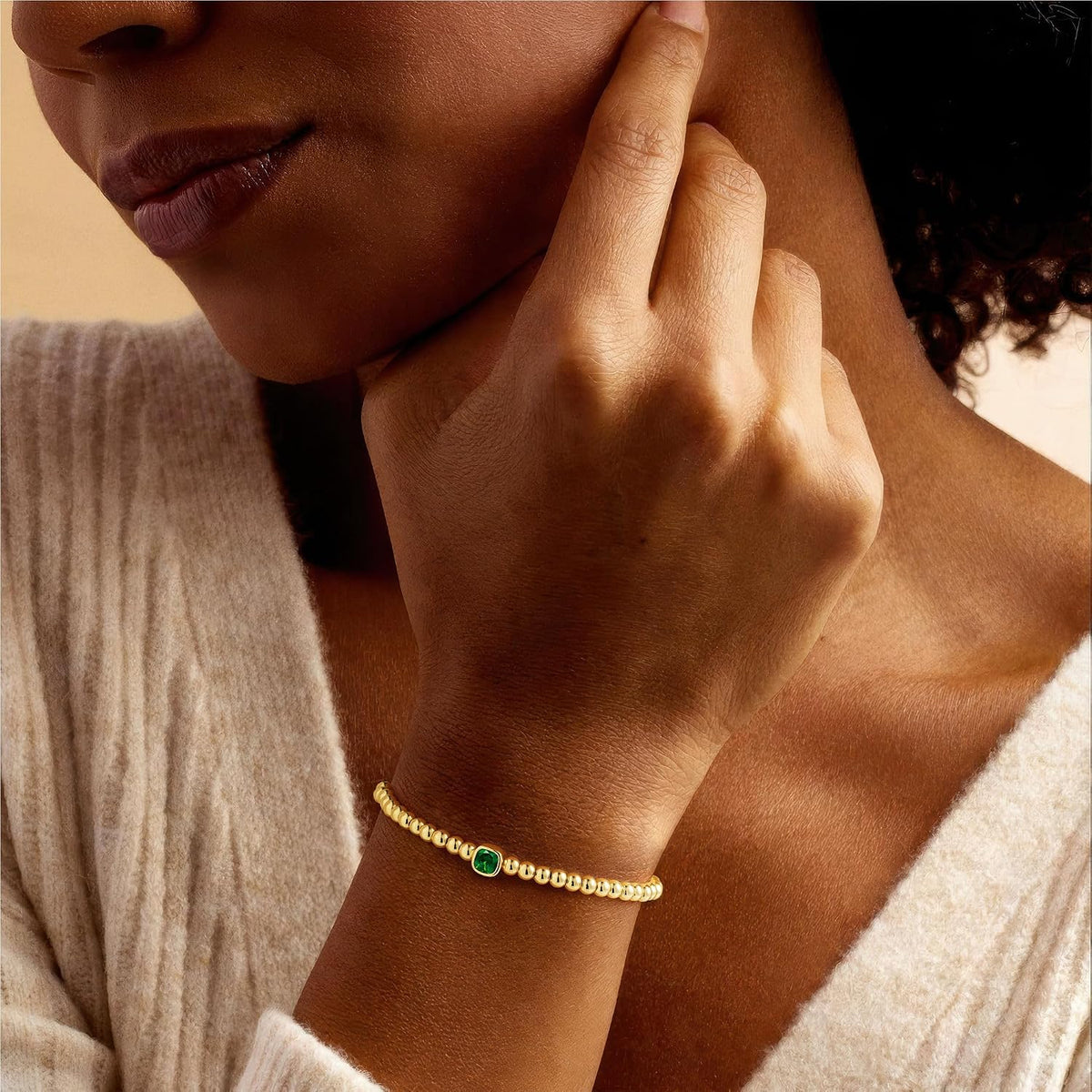 Turandoss Birthstone Bracelets for Women, 14K Gold Plated Bracelet