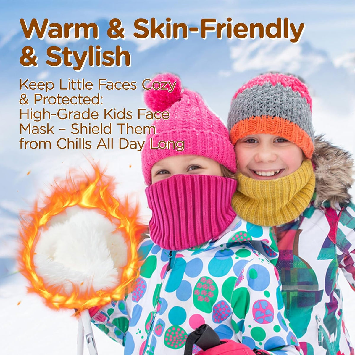 Wandx Kids Winter Neck Warmer Gaiter Knitted Infinity Scarf for Boys Girls