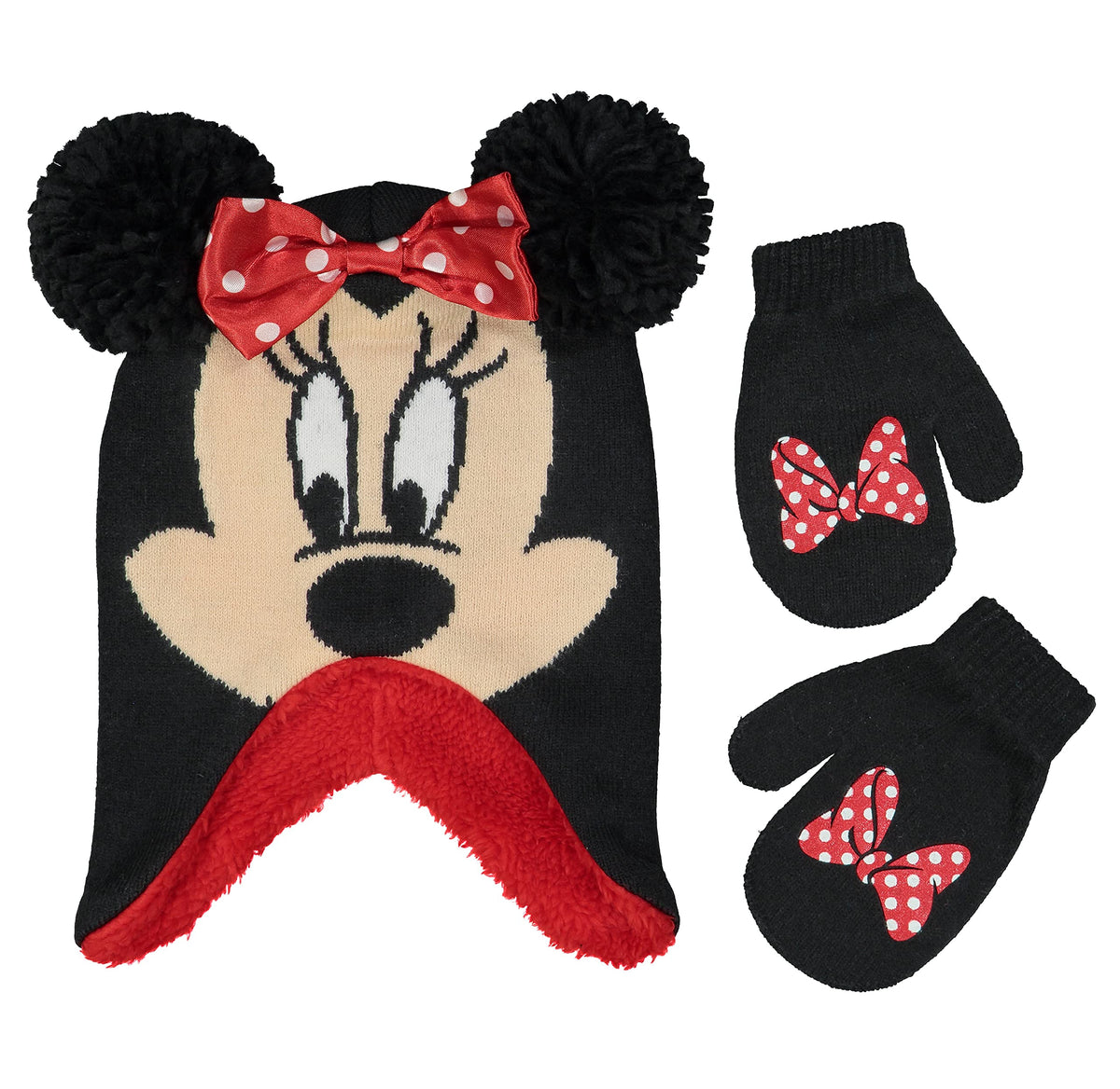Disney Girls Toddler Winter Hat and Mittens Set Ages 2-4 Or Minnie Mouse Hat and Kids Gloves Set for Ages 4-7