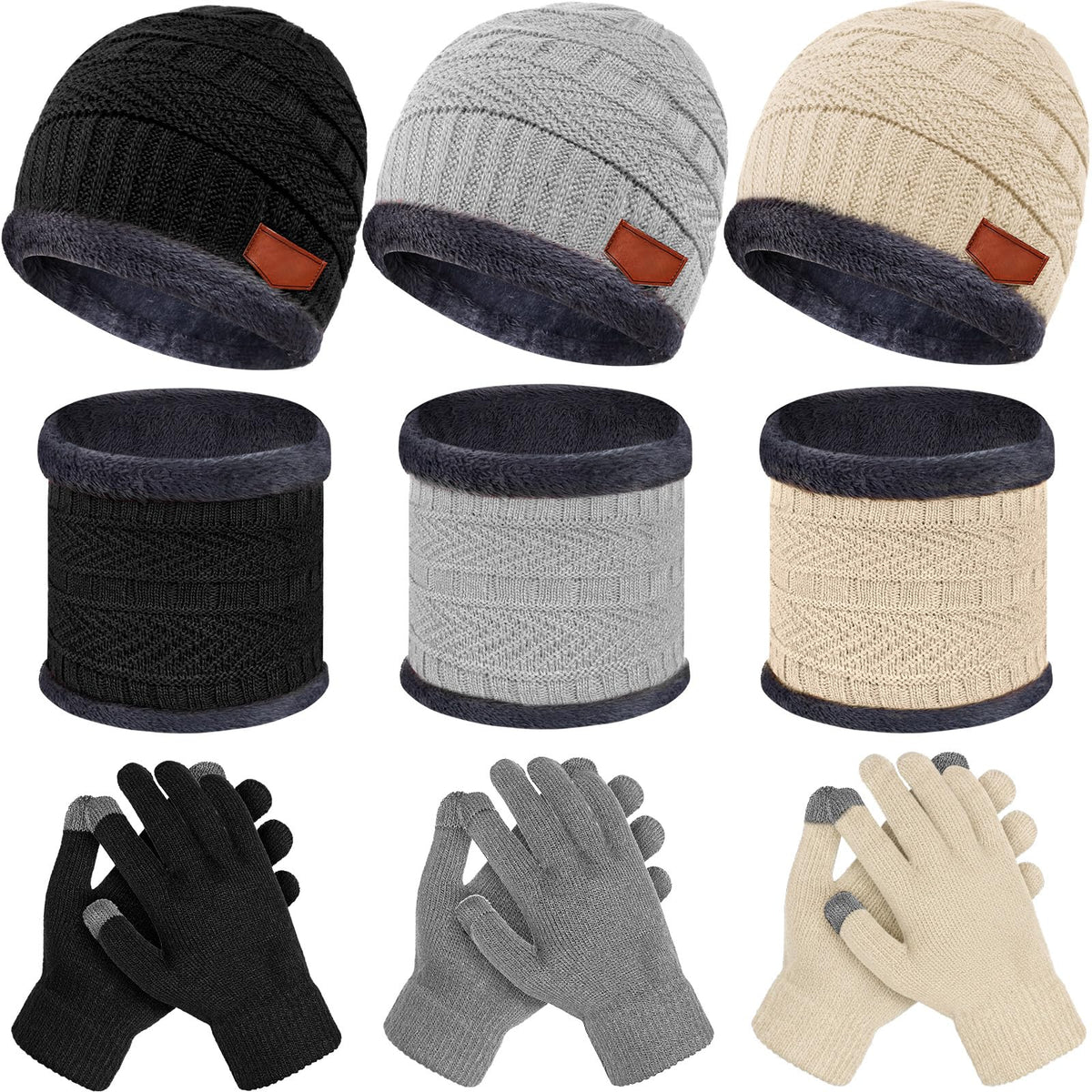 JaGely 9 Pcs Kids Hat Glove Scarf Sets