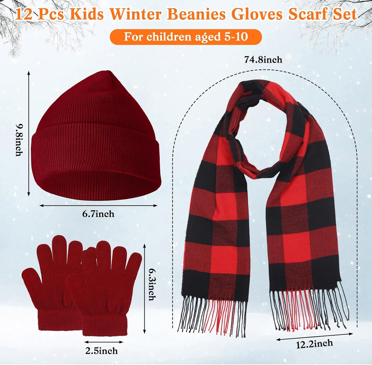 JaGely Kids Winter Hat Scarf Gloves Set