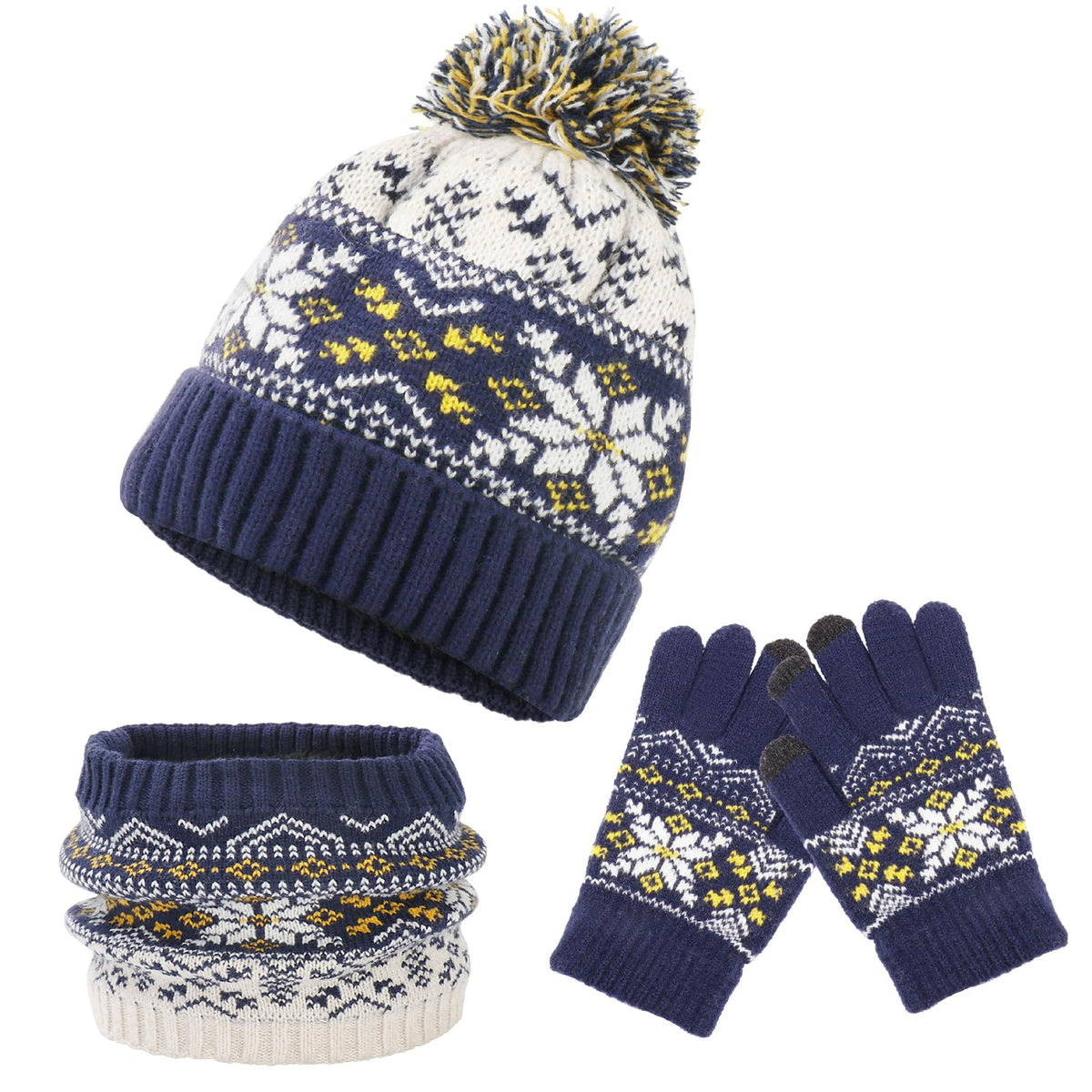 Boys Girls Winter Hat Gloves Scarf Set for 5-10 Years Old, Christmas Gifts for Kids Children's Beanie, Soft Knit Neck Warmer