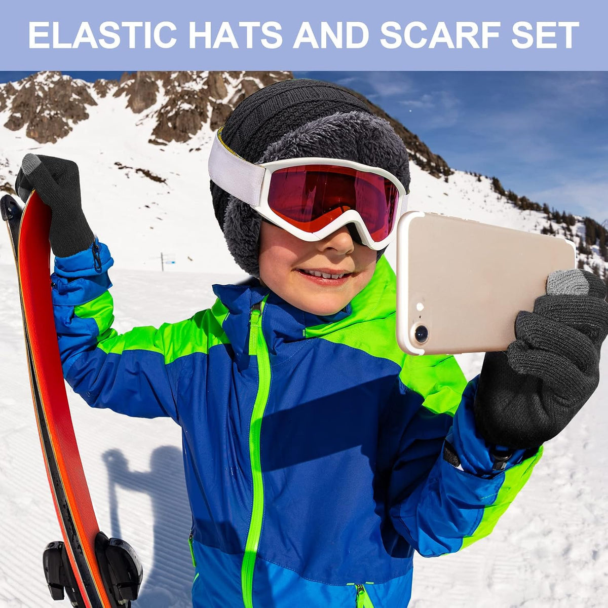 JaGely 9 Pcs Kids Hat Glove Scarf Sets
