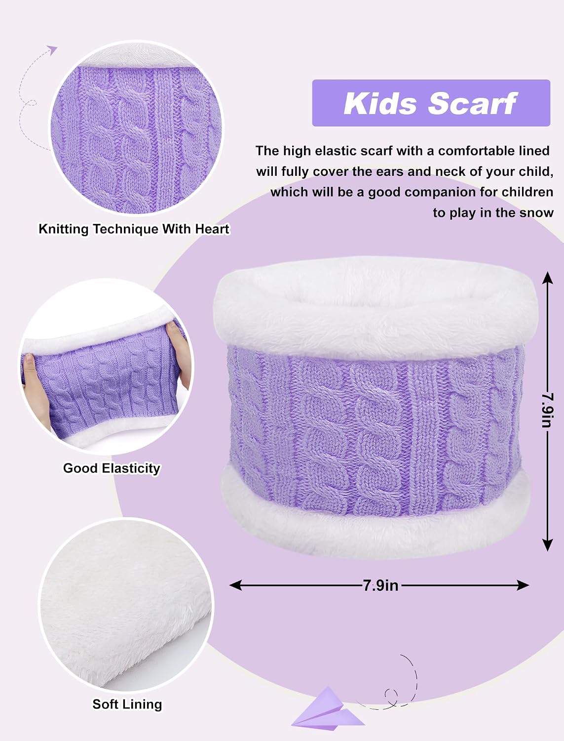 Kids Winter Beanie Hat Scarf Gloves Set for Girls Boys