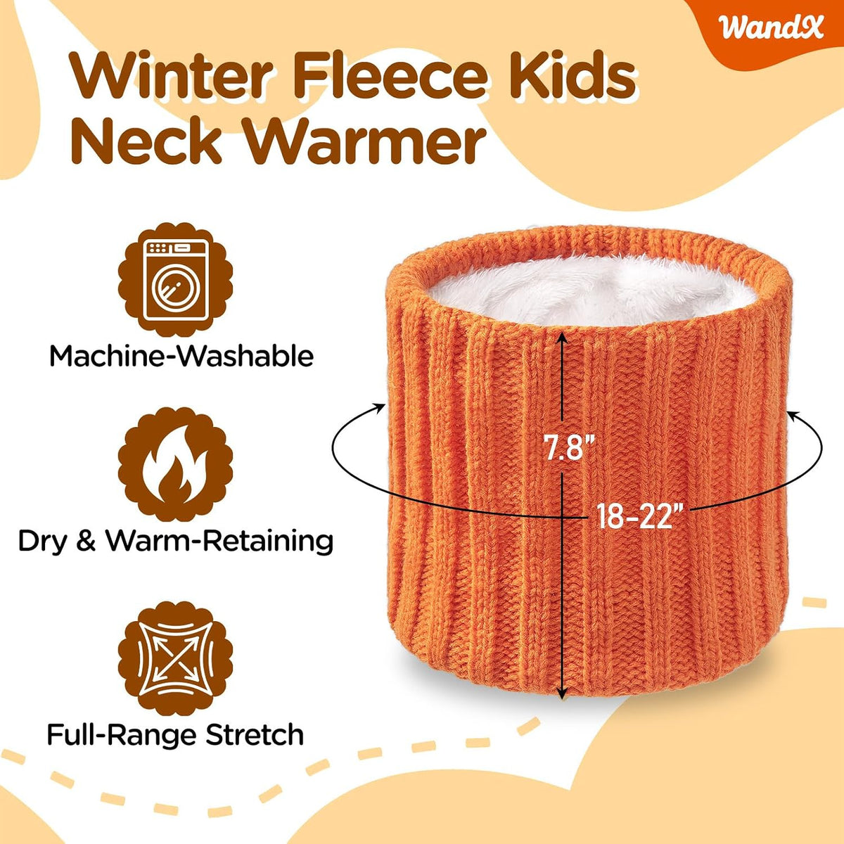 Wandx Kids Winter Neck Warmer Gaiter Knitted Infinity Scarf for Boys Girls